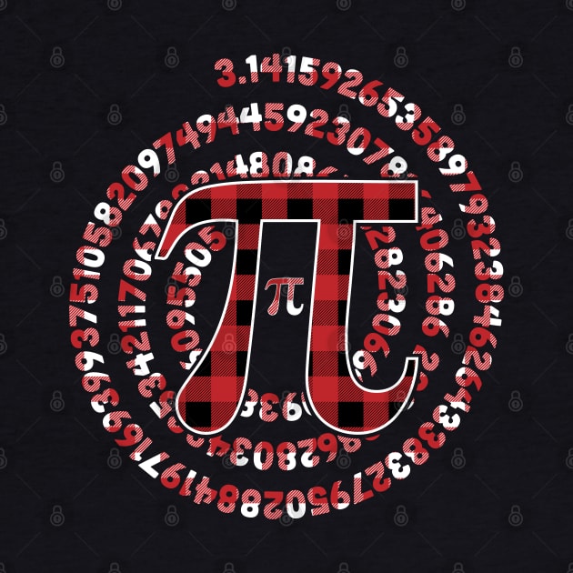 Spiral Pi Day Numbers Symbol Red Plaid Math Lover - Pi Day by OrangeMonkeyArt